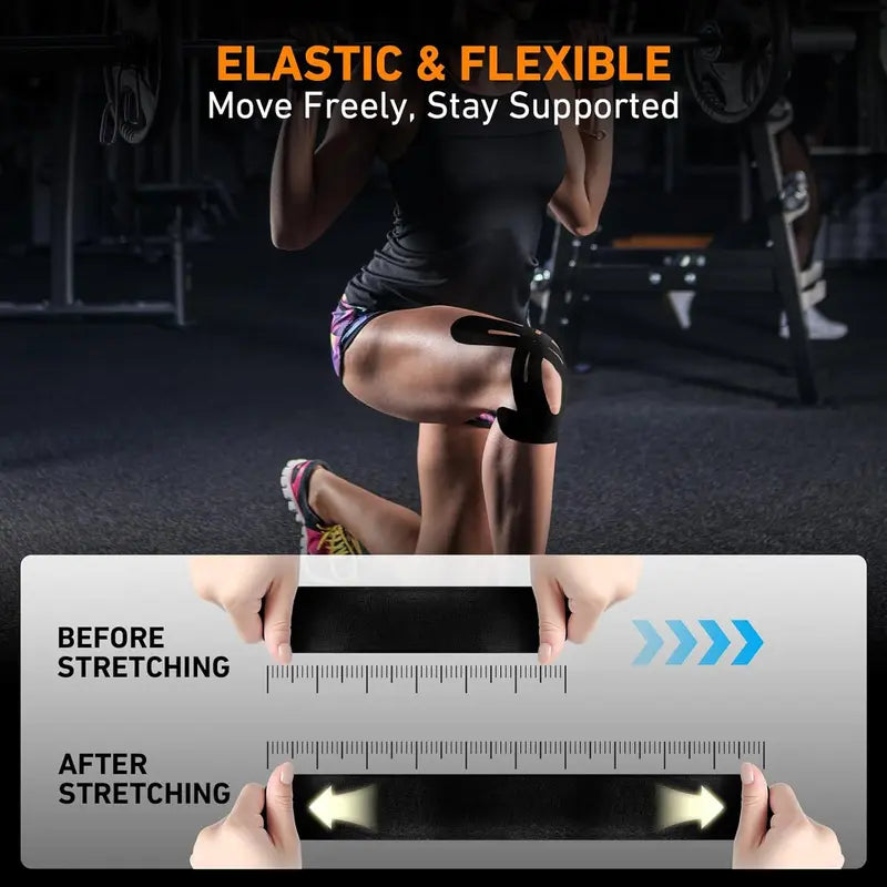 Precut Kinesiology Tape for Knees, 10 Pcs - Knee Support & Stability, Knee Pain Relief Athletic Tape - Waterproof & Elastic, Breathable Hypoallergenic Latex-Free Tape