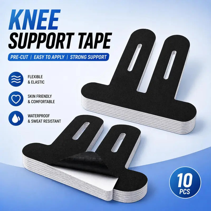 Precut Kinesiology Tape for Knees, 10 Pcs - Knee Support & Stability, Knee Pain Relief Athletic Tape - Waterproof & Elastic, Breathable Hypoallergenic Latex-Free Tape