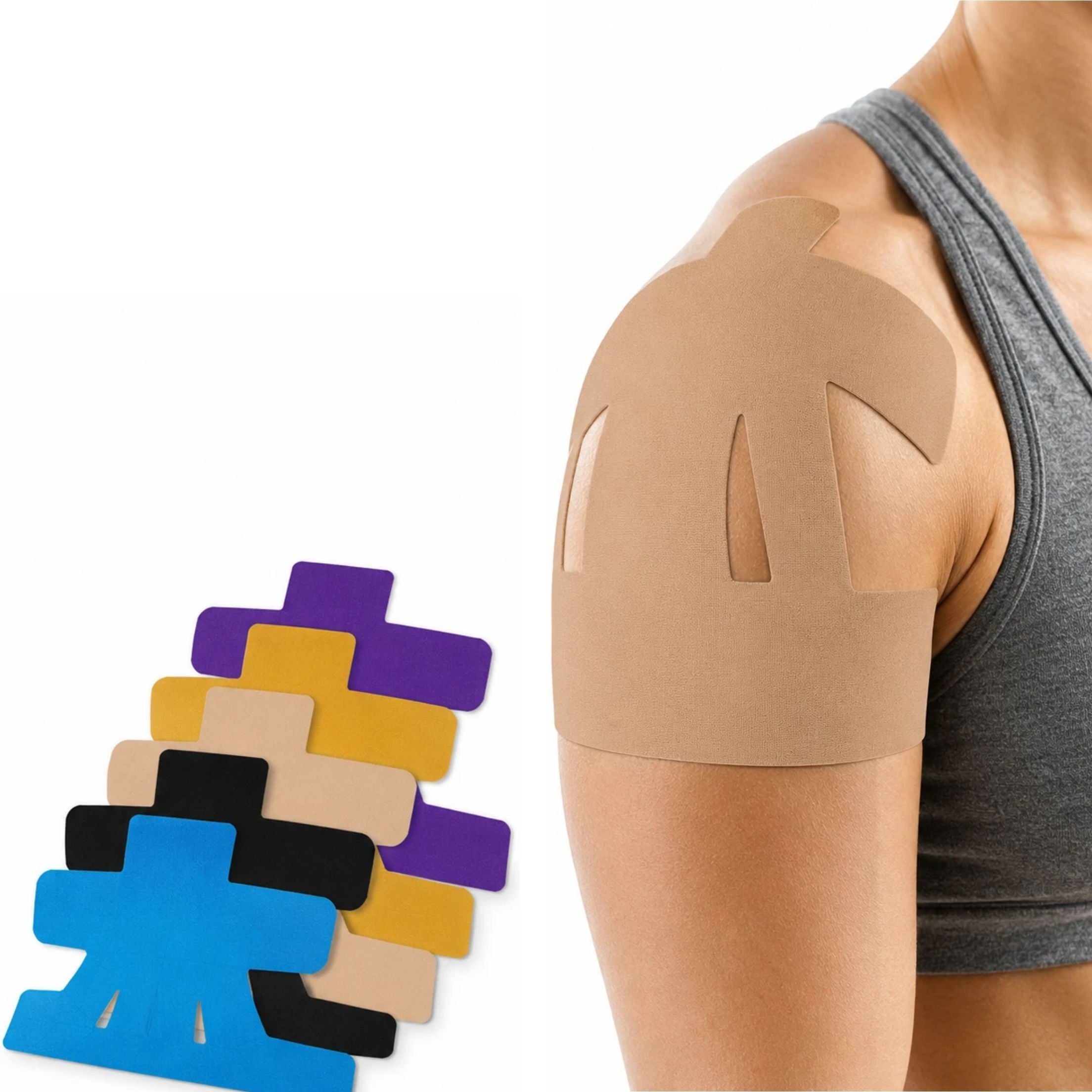 Pre-Cut Kinesiology Tape for Shoulder (10 Pcs) – Waterproof Breathable Athletic, Enhanced Adhesion & Elasticity, Shoulder Pain Relief Support for Sports & Daily Use