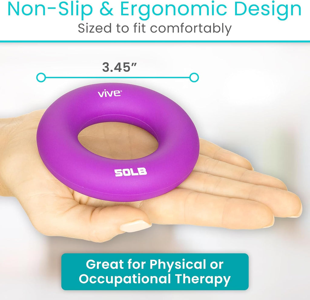 Hand Strengthener Grip Ring - Forearm Ring Hand Exercisers - Silicone Squeezer Gripper for Muscle Strengthening Training Tool - Arthritis Finger Physical Therapy PT Kit Trainer