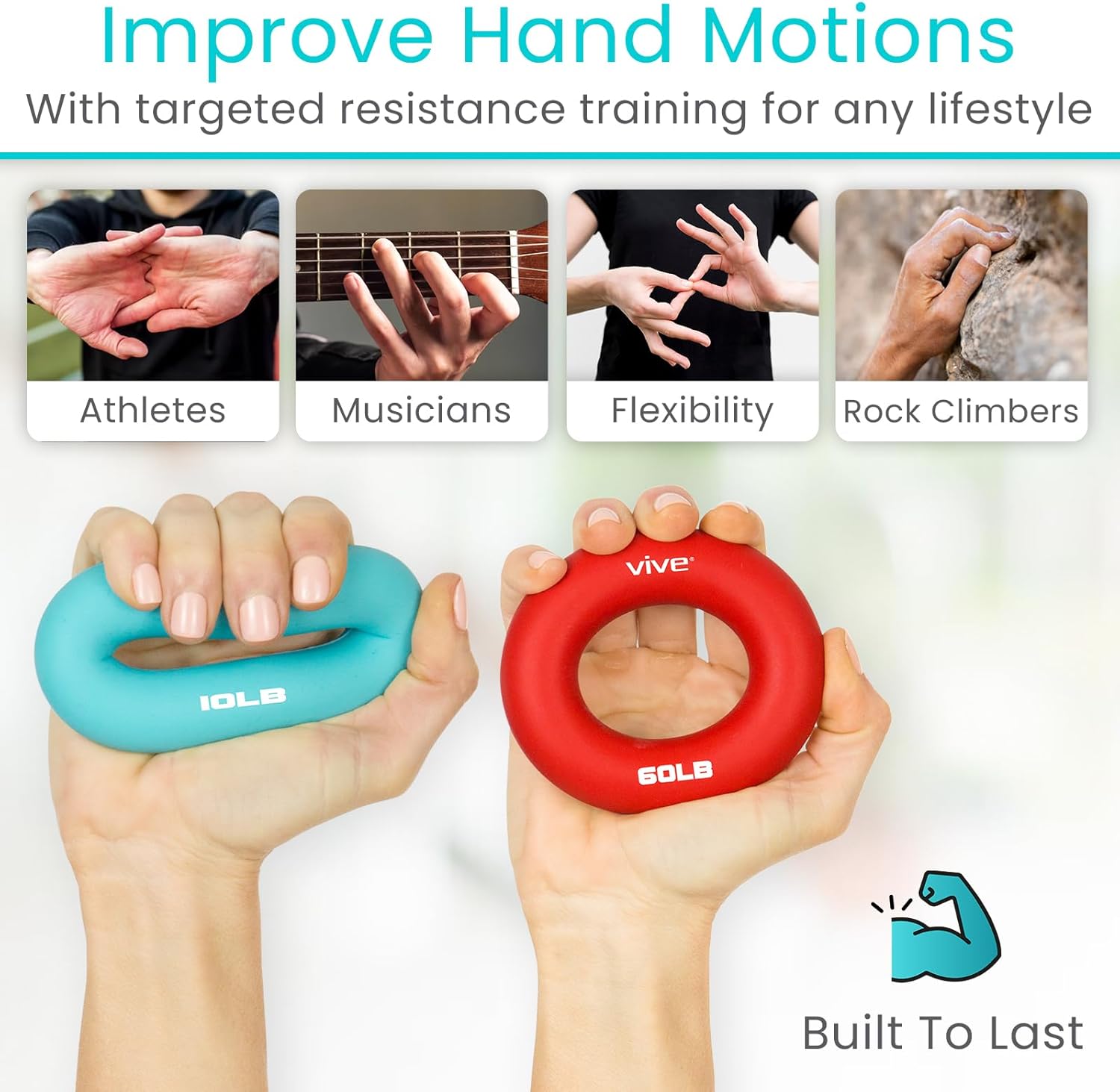 Hand Strengthener Grip Ring - Forearm Ring Hand Exercisers - Silicone Squeezer Gripper for Muscle Strengthening Training Tool - Arthritis Finger Physical Therapy PT Kit Trainer
