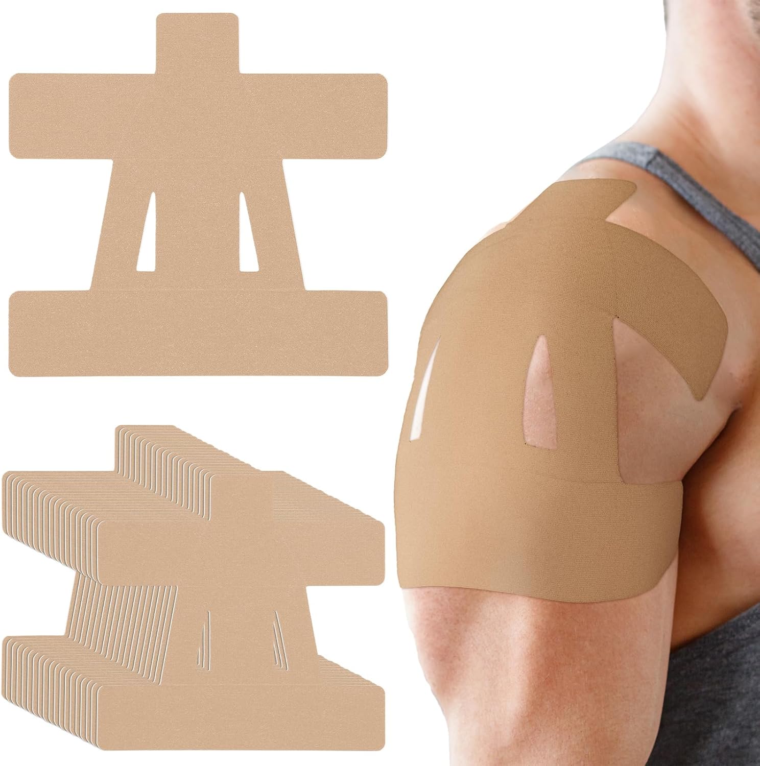 PreCut Kinesiology Tape for Shoulder (10 Pcs) – Waterproof Breathable Athletic, Enhanced Adhesion & Elasticity, Shoulder Pain Relief Support for Sports & Daily Use