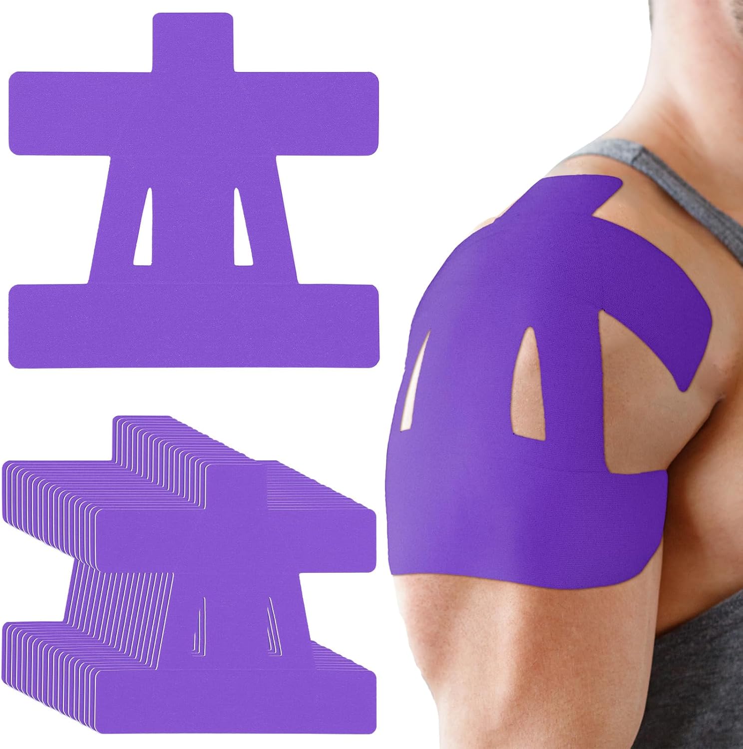 PreCut Kinesiology Tape for Shoulder (10 Pcs) – Waterproof Breathable Athletic, Enhanced Adhesion & Elasticity, Shoulder Pain Relief Support for Sports & Daily Use