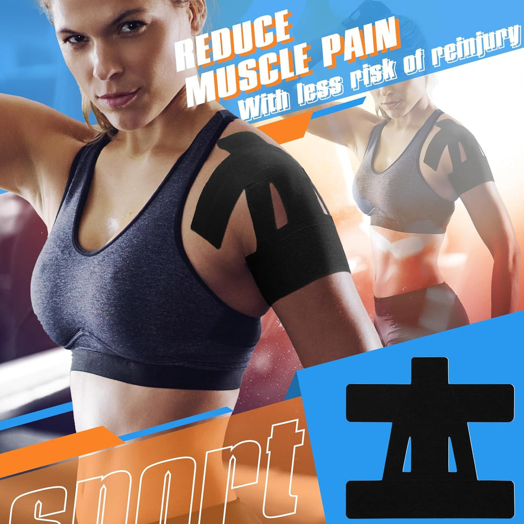 PreCut Kinesiology Tape for Shoulder (10 Pcs) – Waterproof Breathable Athletic, Enhanced Adhesion & Elasticity, Shoulder Pain Relief Support for Sports & Daily Use