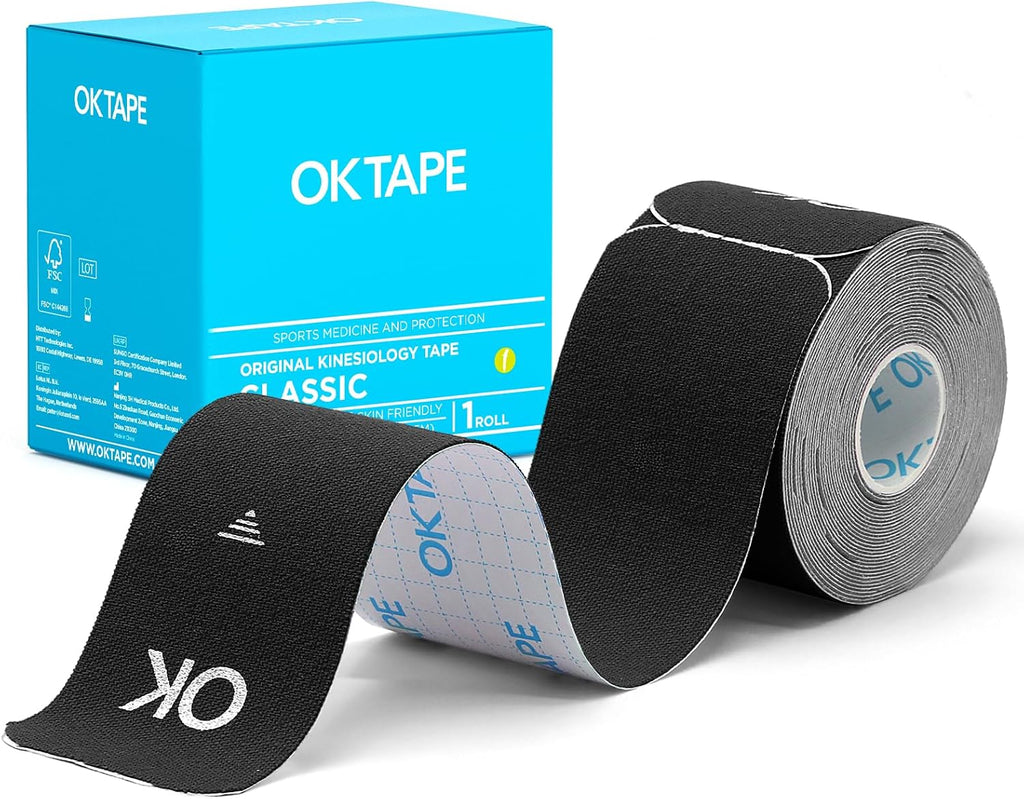 Kinesiology Tape, 40 Count Precut Strips 2 Rolls, Original Cotton Elastic Athletic Tape for Muscle Strain Relief & Joint Support, Waterproof & Breathable Sports Tape