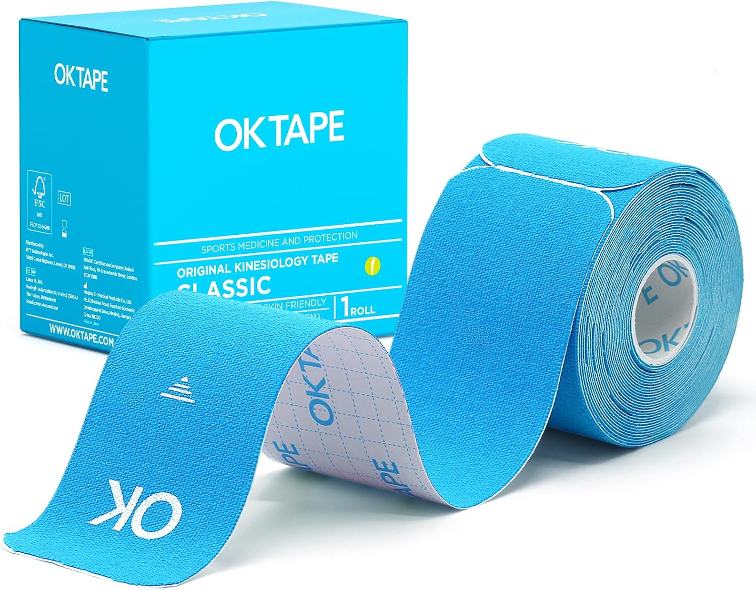 Kinesiology Tape, 40 Count Precut Strips 2 Rolls, Original Cotton Elastic Athletic Tape for Muscle Strain Relief & Joint Support, Waterproof & Breathable Sports Tape