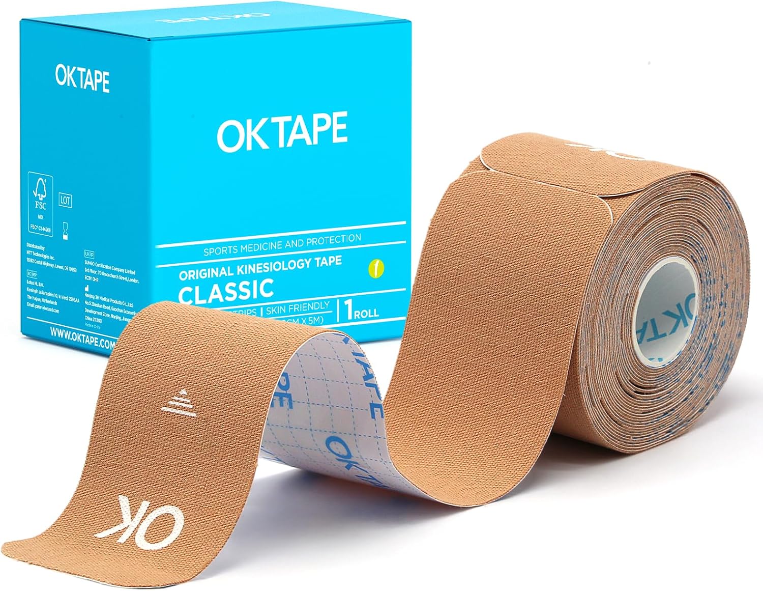 Kinesiology Tape, 40 Count Precut Strips 2 Rolls, Original Cotton Elastic Athletic Tape for Muscle Strain Relief & Joint Support, Waterproof & Breathable Sports Tape