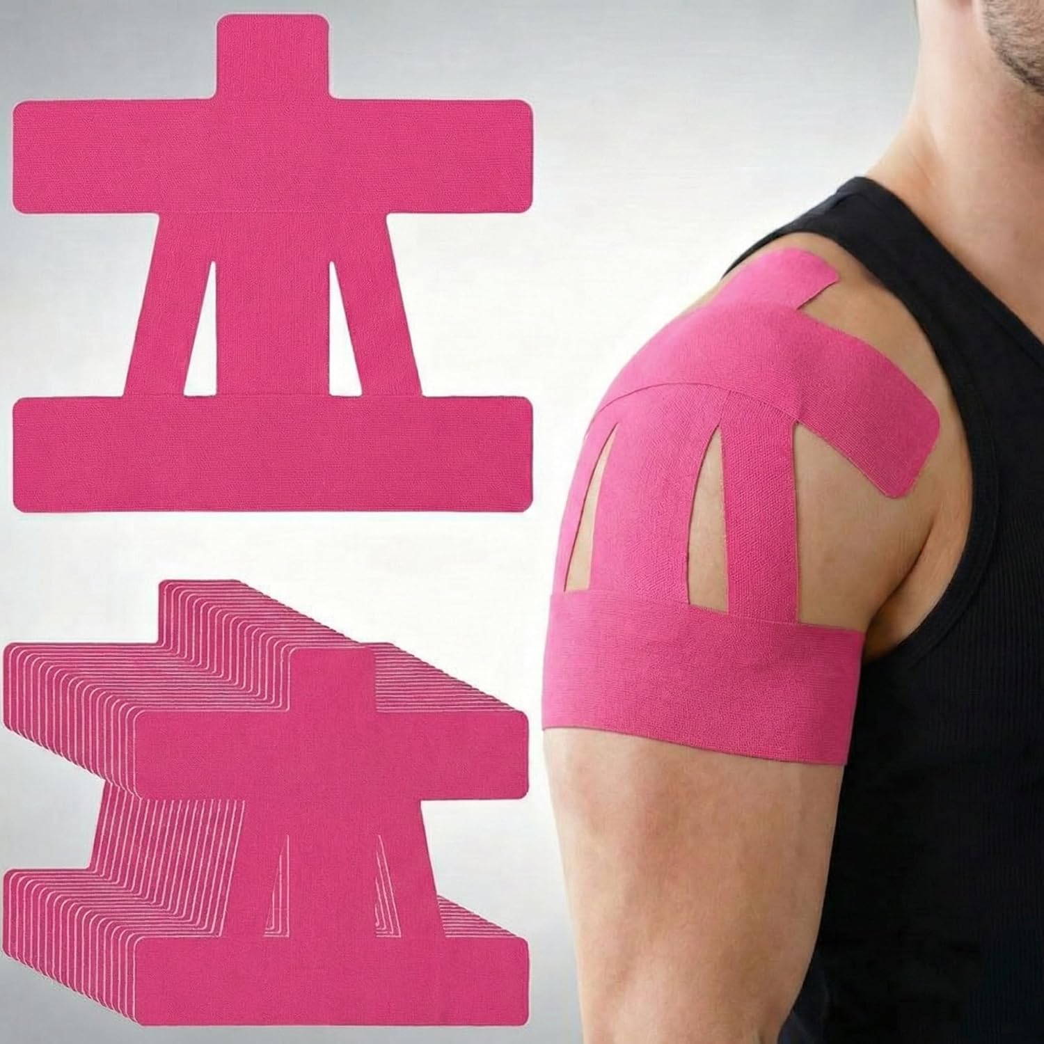 PreCut Kinesiology Tape for Shoulder (10 Pcs) – Waterproof Breathable Athletic, Enhanced Adhesion & Elasticity, Shoulder Pain Relief Support for Sports & Daily Use