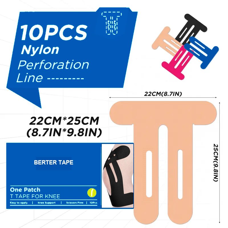 Pre-Cut Kinesiology Tape for Knees, 10 Pcs - Knee Support & Stability, Knee Pain Relief Athletic Tape - Waterproof & Elastic, Breathable Hypoallergenic Latex-Free Tape