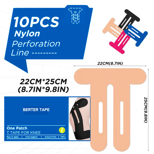 Pre-Cut Kinesiology Tape for Knees, 10 Pcs - Knee Support & Stability, Knee Pain Relief Athletic Tape - Waterproof & Elastic, Breathable Hypoallergenic Latex-Free Tape