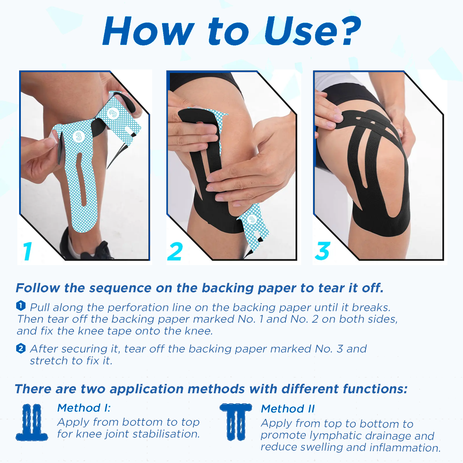 Pre-Cut Kinesiology Tape for Knees, 10 Pcs - Knee Support & Stability, Knee Pain Relief Athletic Tape - Waterproof & Elastic, Breathable Hypoallergenic Latex-Free Tape
