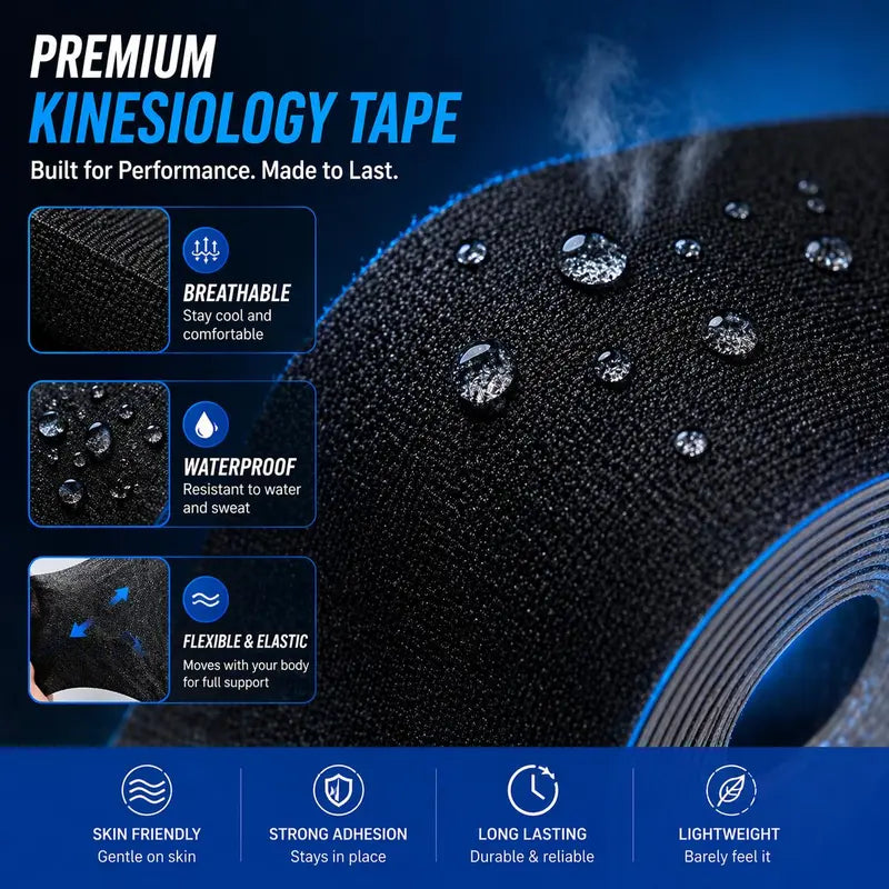 Precut Kinesiology Tape for Knees, 10 Pcs - Knee Support & Stability, Knee Pain Relief Athletic Tape - Waterproof & Elastic, Breathable Hypoallergenic Latex-Free Tape