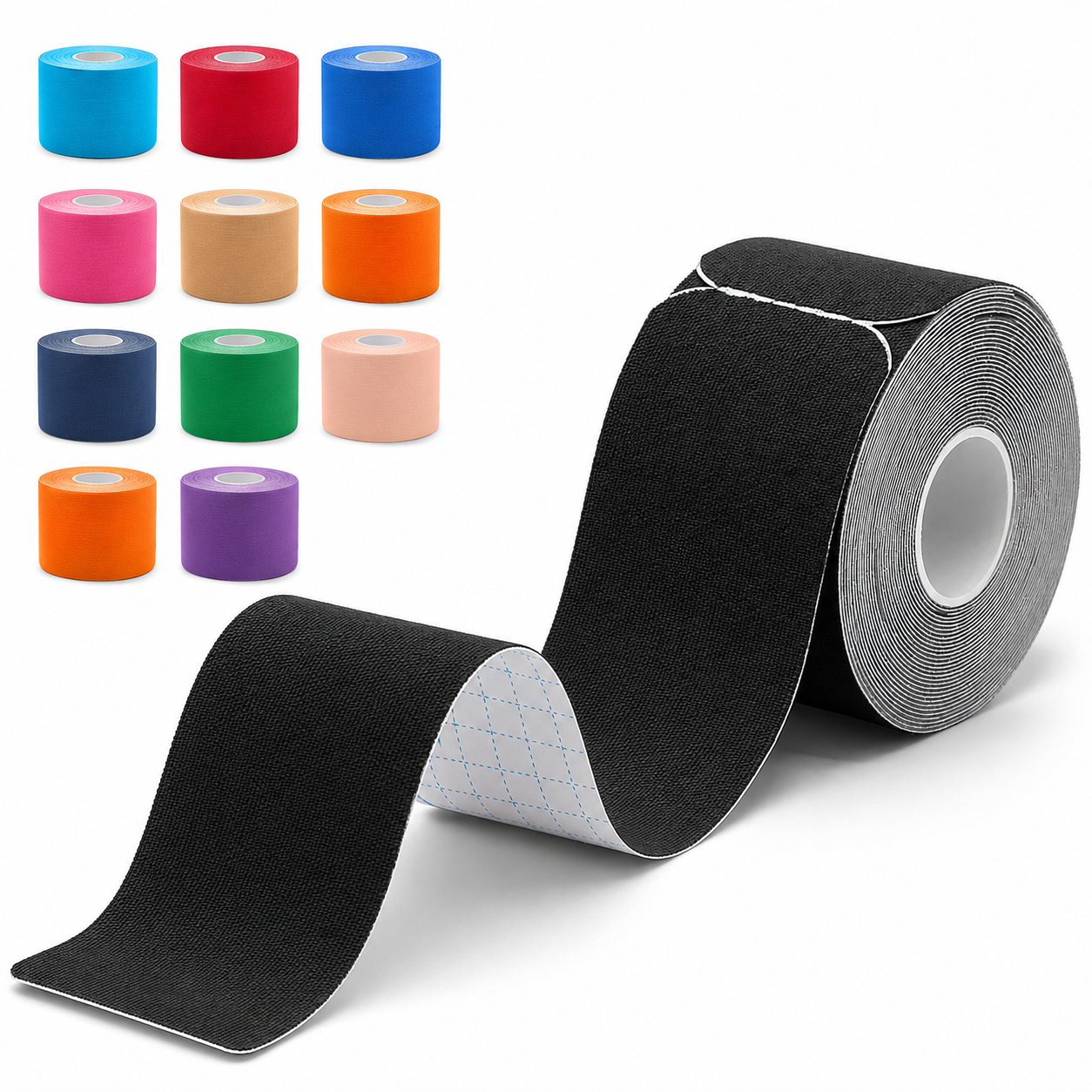 Kinesiology Tape, 40 Count Pre-Cut Strips 2 Rolls, Original Cotton Elastic Athletic Tape for Muscle Strain Relief & Joint Support, Waterproof & Breathable Sports Tape