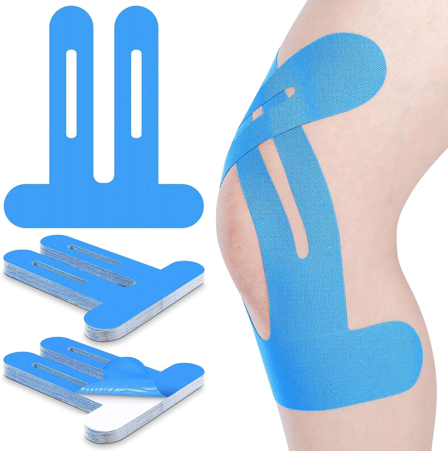 Pre-Cut Kinesiology Tape for Knees, 10 Pcs - Knee Support & Stability, Knee Pain Relief Athletic Tape - Waterproof & Elastic, Breathable Hypoallergenic Latex-Free Tape