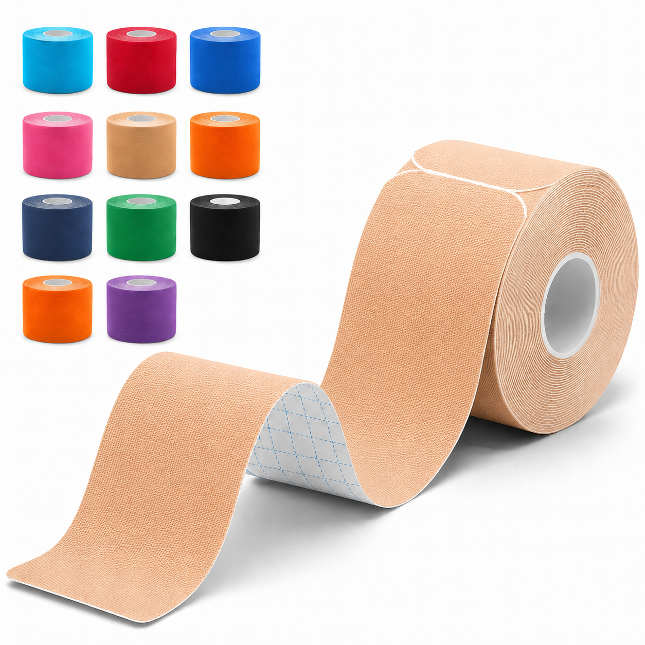 Kinesiology Tape, 40 Count Pre-Cut Strips 2 Rolls, Original Cotton Elastic Athletic Tape for Muscle Strain Relief & Joint Support, Waterproof & Breathable Sports Tape