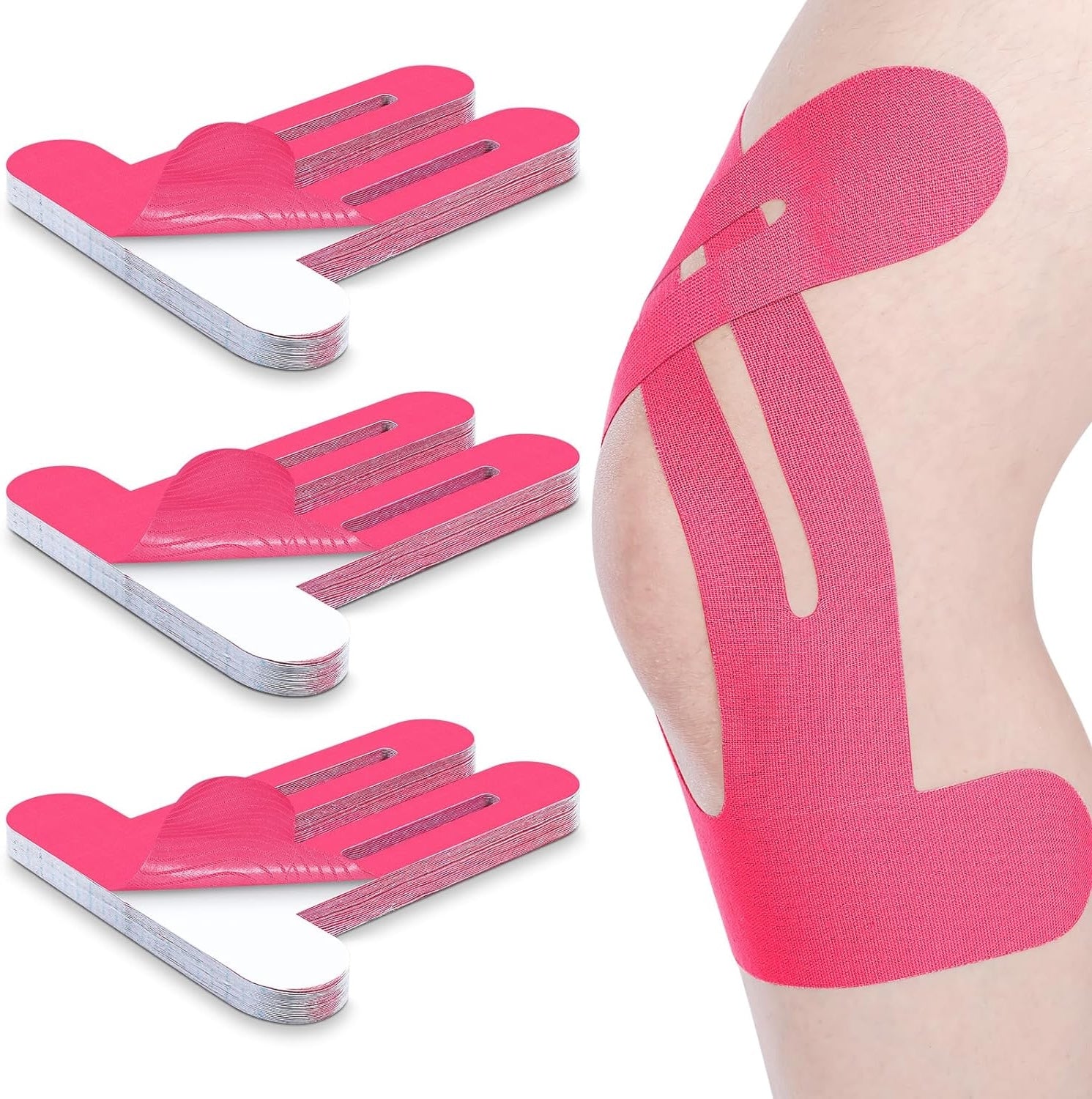 Pre-Cut Kinesiology Tape for Knees, 10 Pcs - Knee Support & Stability, Knee Pain Relief Athletic Tape - Waterproof & Elastic, Breathable Hypoallergenic Latex-Free Tape
