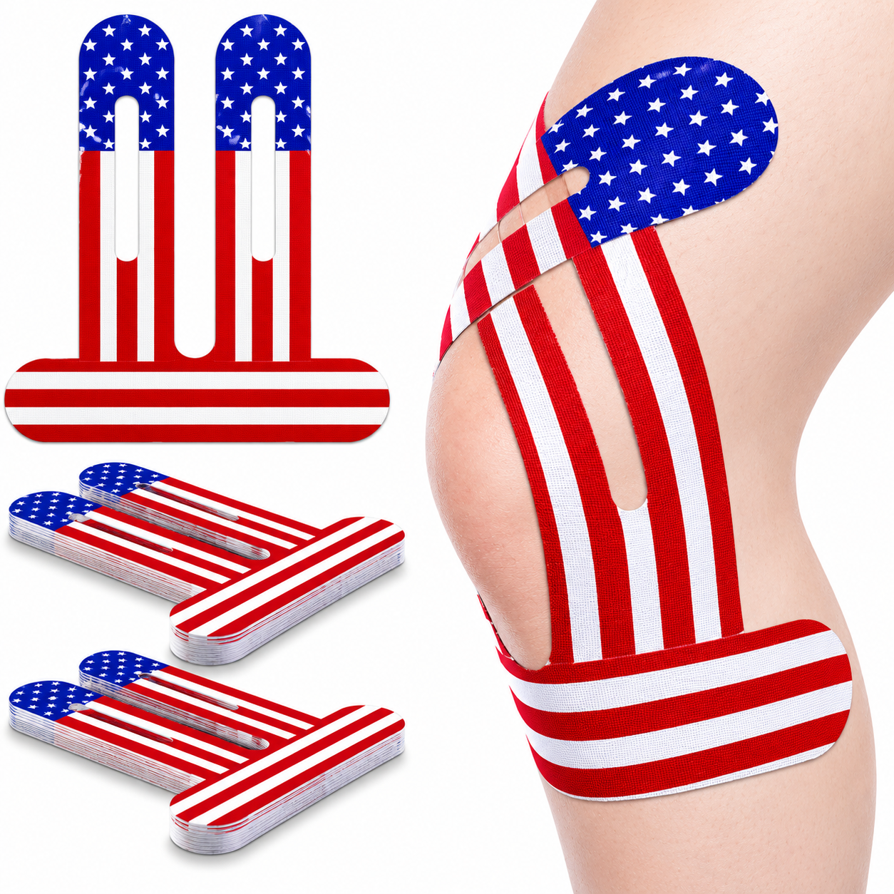 Pre-Cut Kinesiology Tape for Knees, 10 Pcs - Knee Support & Stability, Knee Pain Relief Athletic Tape - Waterproof & Elastic, Breathable Hypoallergenic Latex-Free Tape